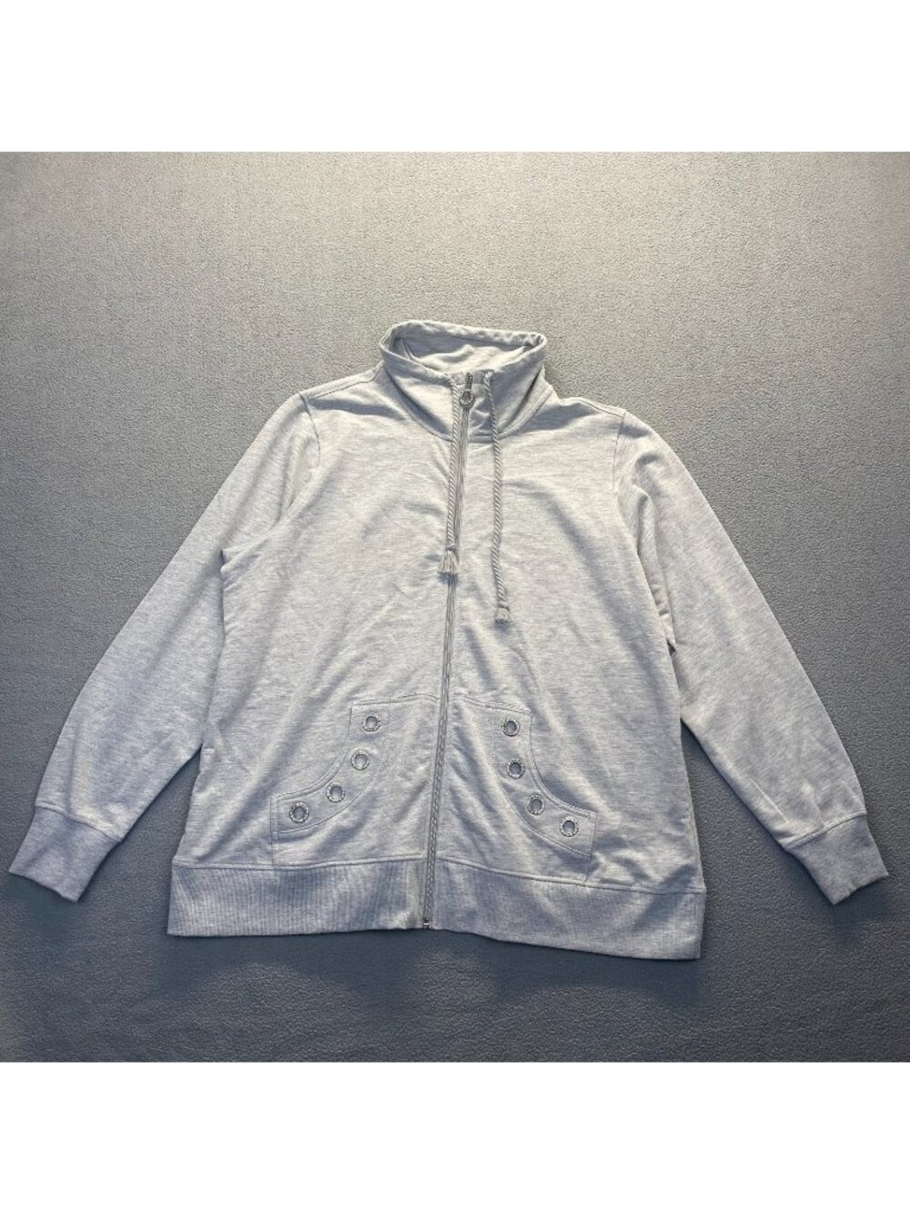 Coral Bay Women's Jacket Size 1X Gray Stretch Long Sleeve Bling Rhinestones